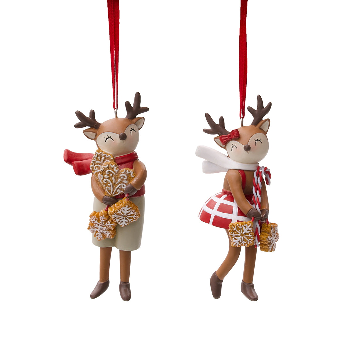 Resin Reindeer Ornament, Set of 2