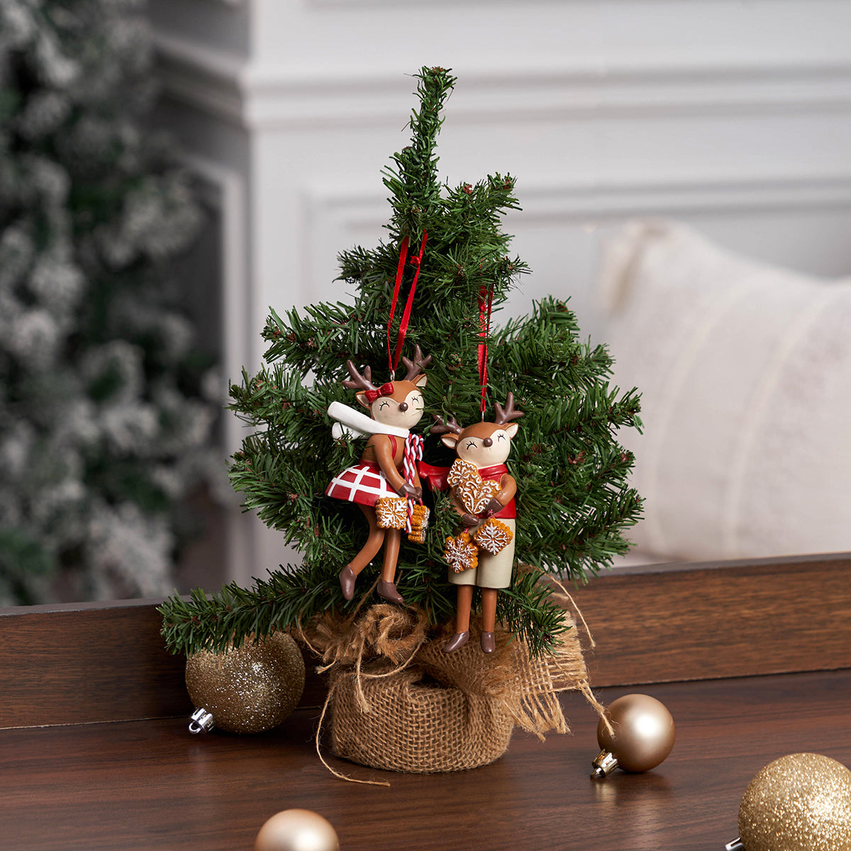 Resin Reindeer Ornament, Set of 2