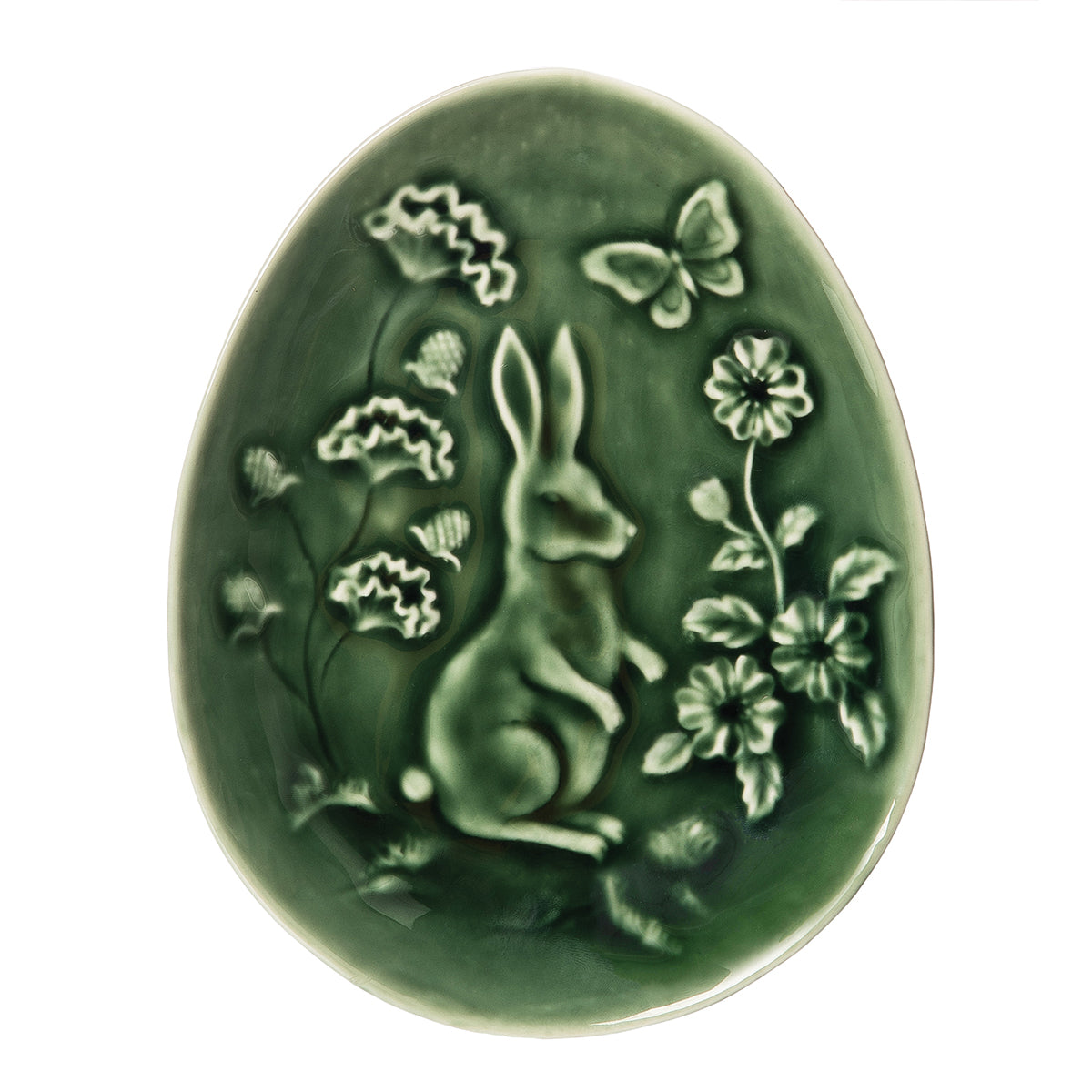 Green Rabbit Toile Shaped Plate