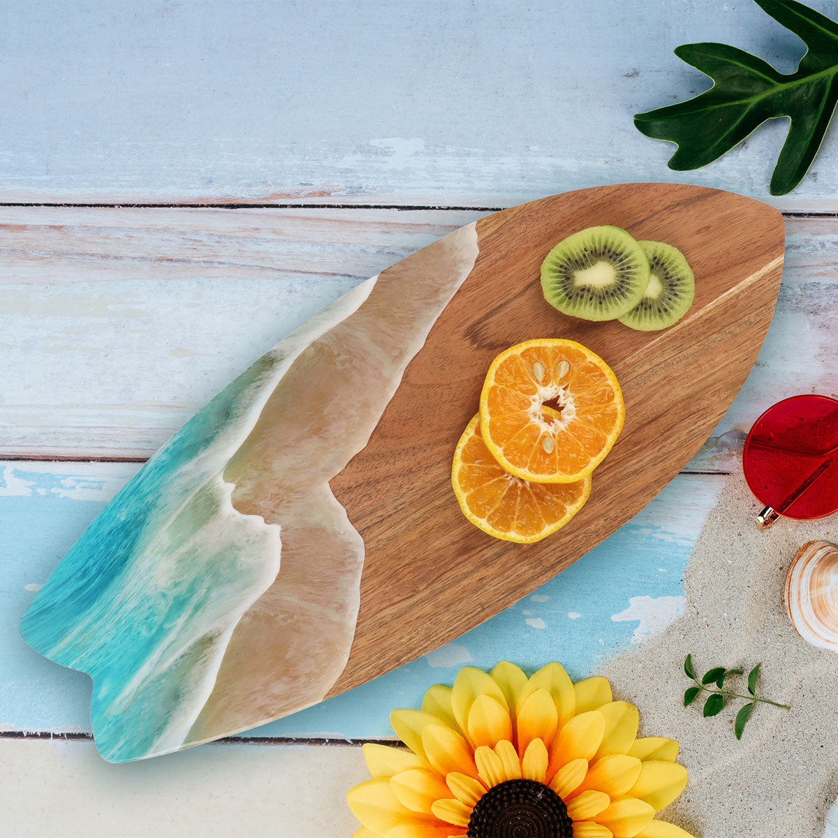 Surfboard Wave Mango Wood Server
