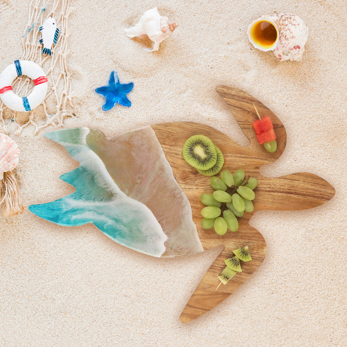 Sea Turtle Wave Acacia Wood Server