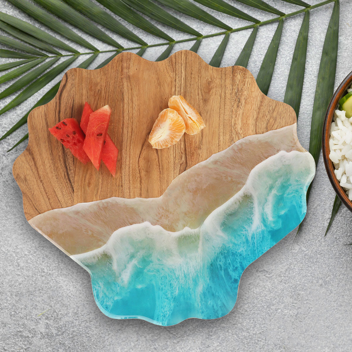 Scallop Wave Acacia Wood Server