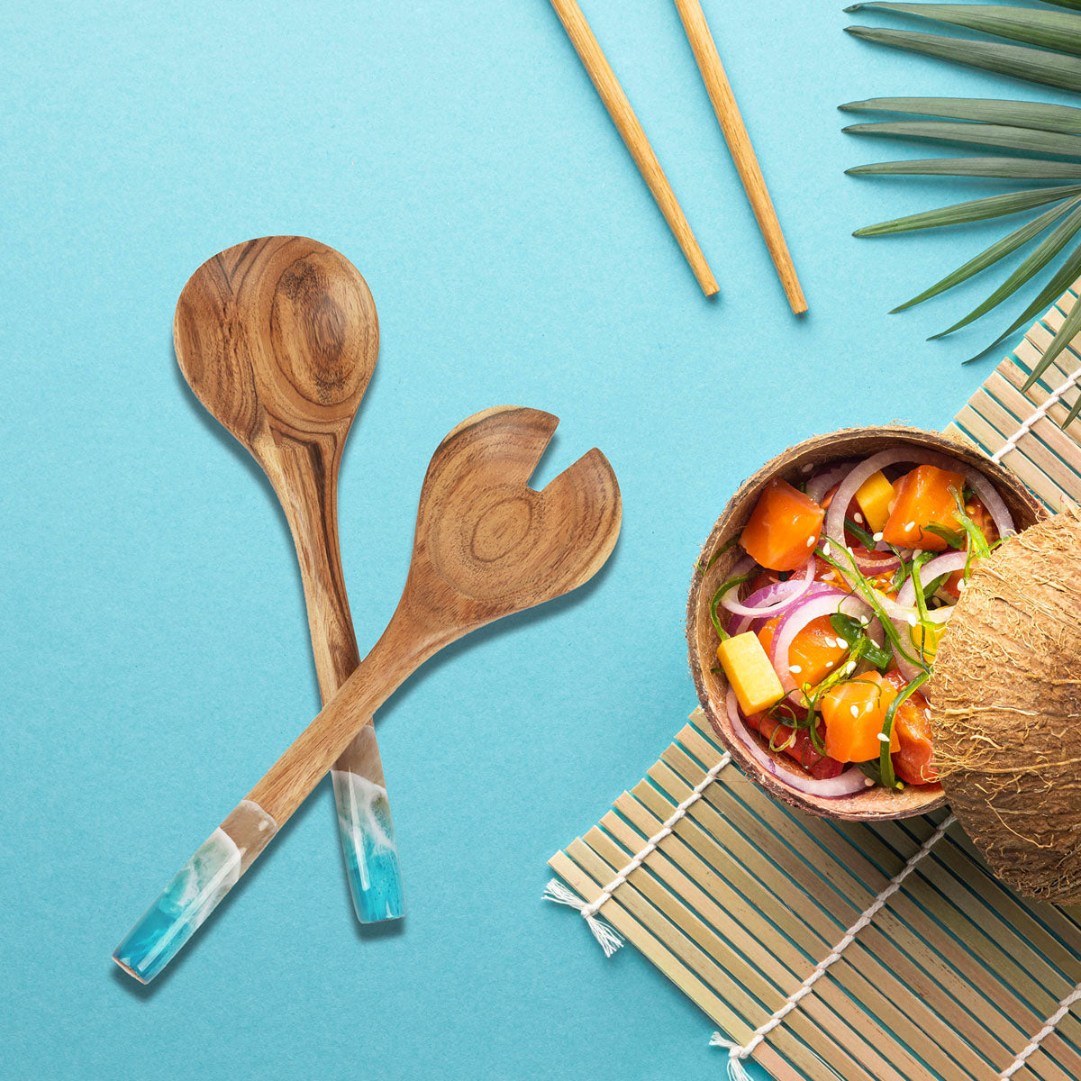 Wave Acacia Wood Salad Servers