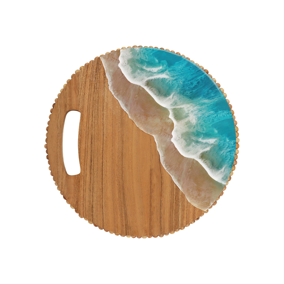 Round Wave Acacia Wood Server