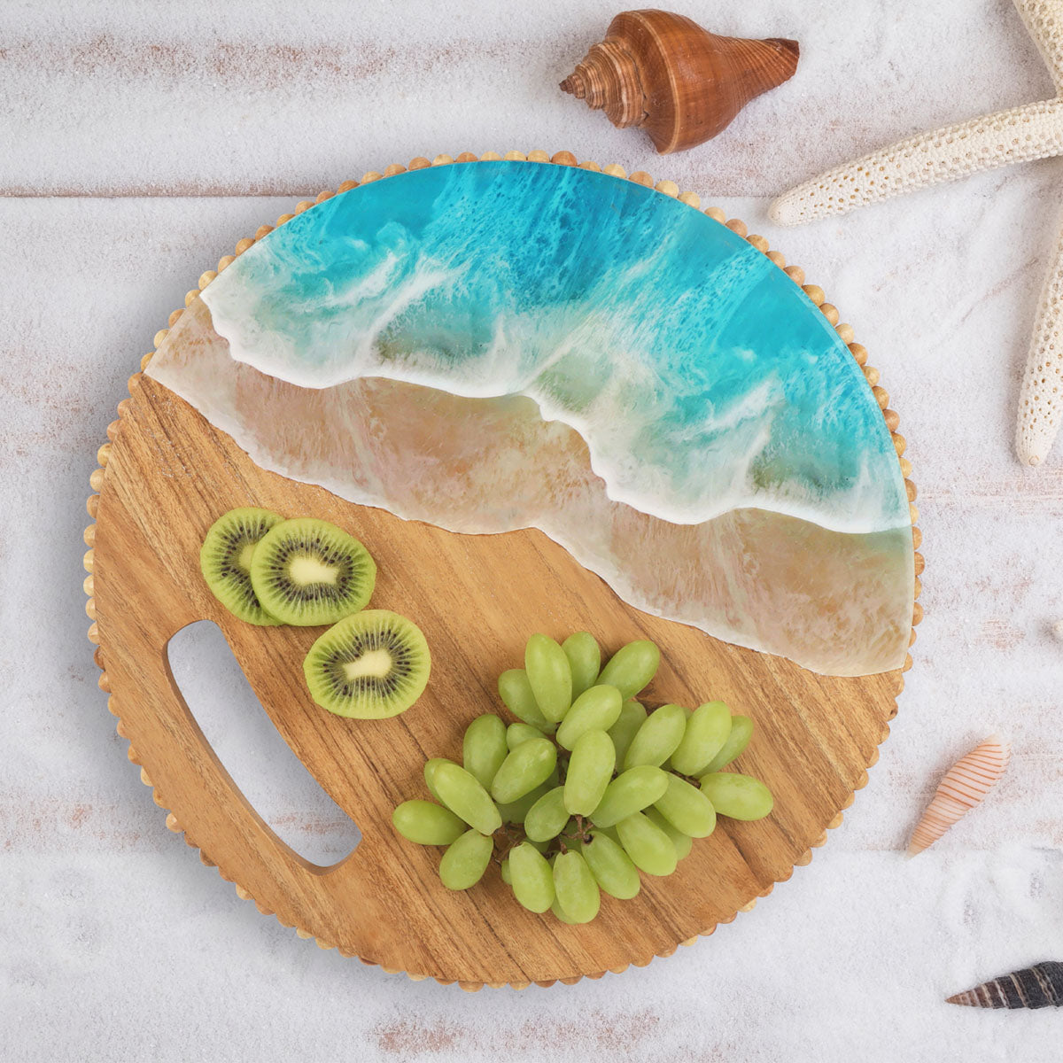 Round Wave Acacia Wood Server