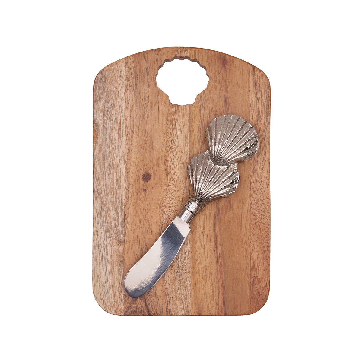 Scallop Shell Acacia Wood Server & Spreader Set