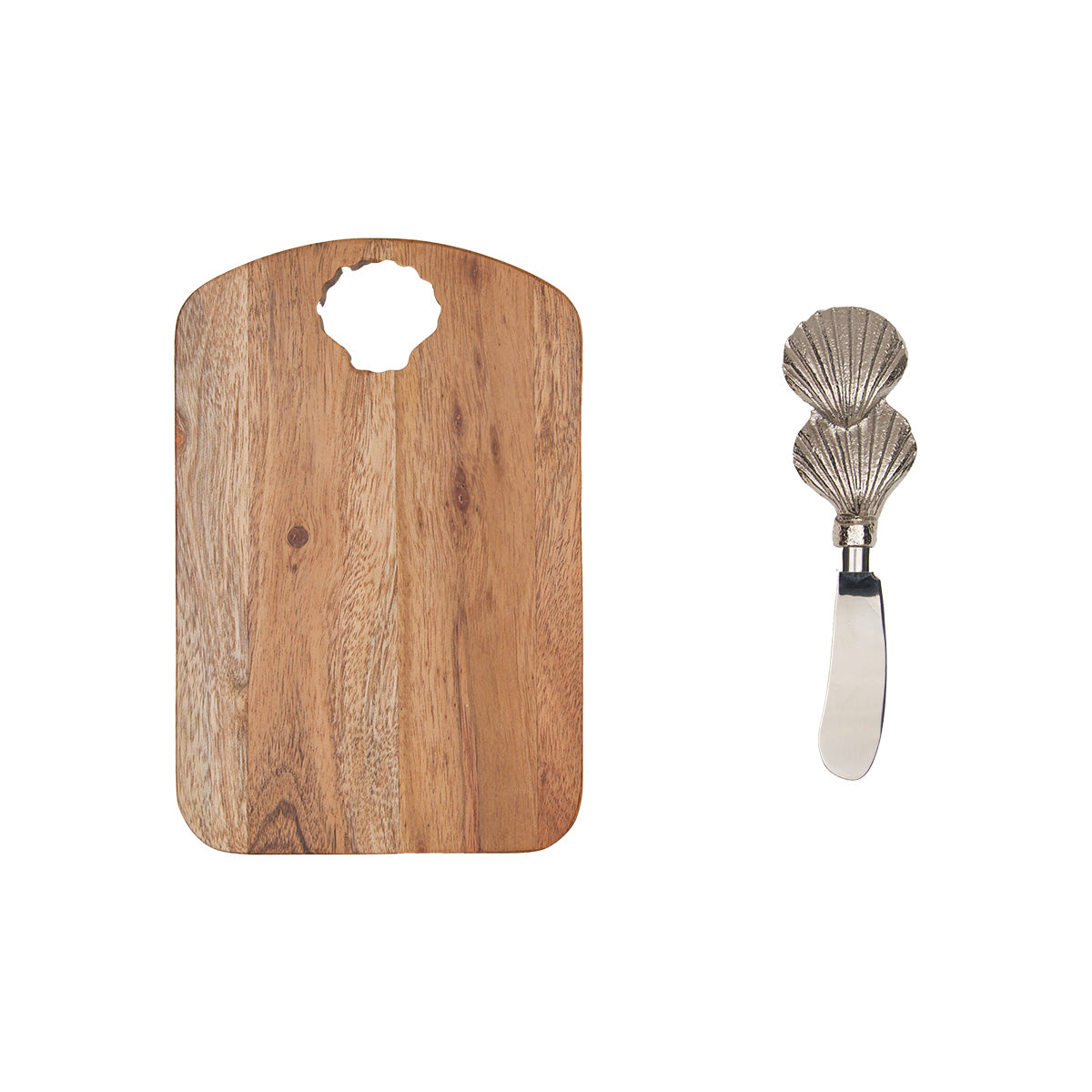 Scallop Shell Acacia Wood Server & Spreader Set
