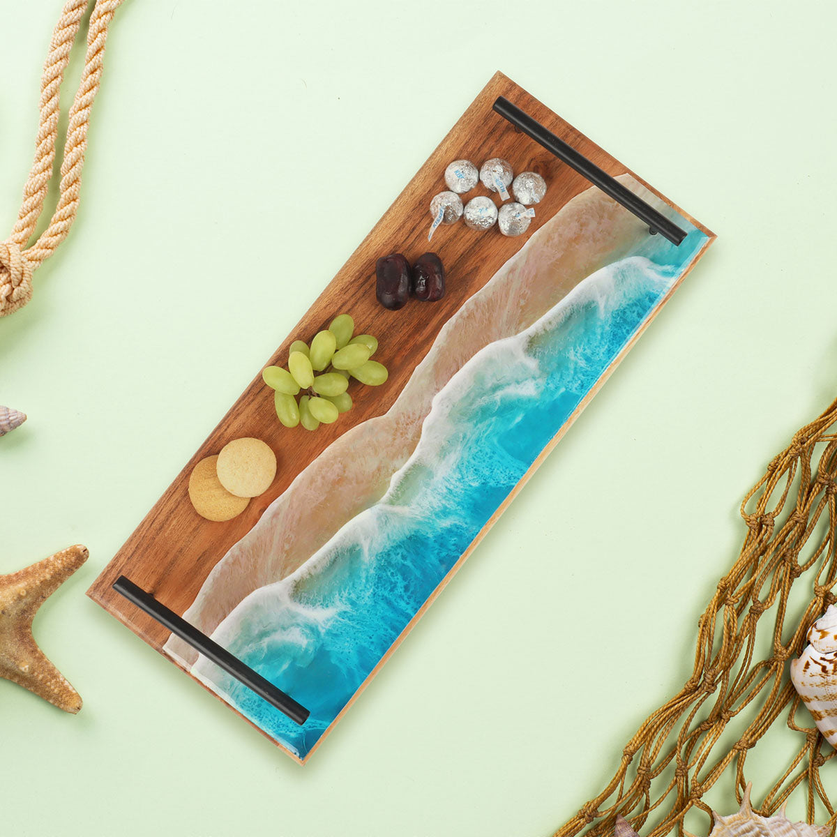 Wave Acacia Wood Tray Server