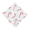 printed napkin with red and white candy canes on a white background