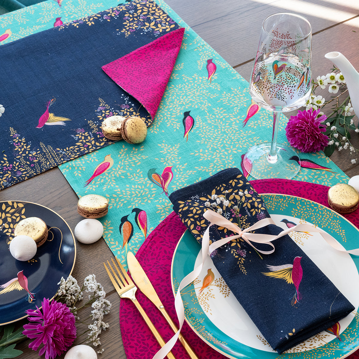chelsea table linens table linens displayed as a coordinated tabletop setting.