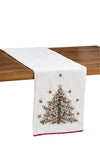 ribbon art runner featuring Christmas trees on each end with an embellished design