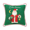 father christmas alphabet pillow with santa holding presents under the moon with a lantern under the words "Father Chritmas"