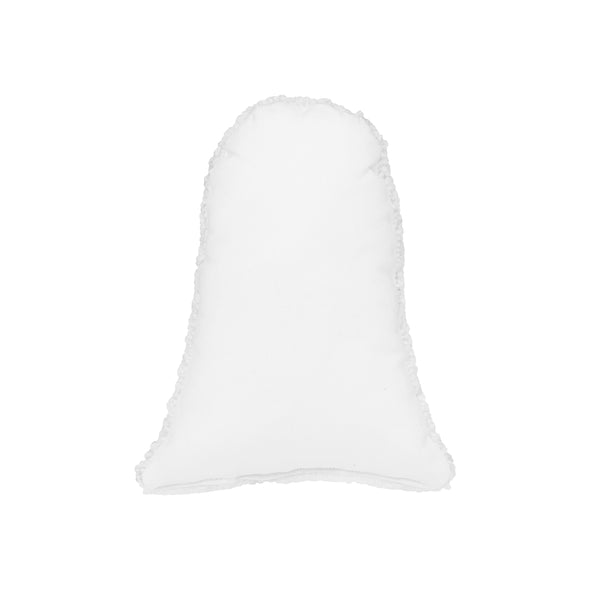 Solid white back of the Ghost Shaped Hooked Pillow.