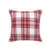 woven pillow with a red and white plaid design