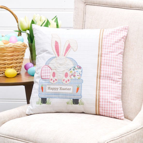 Happy Easter Bunny Eggs Pillow