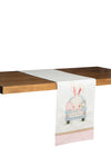 happy easter bunny table runner on a table 