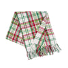 red green and white plaid woven throw with tassels