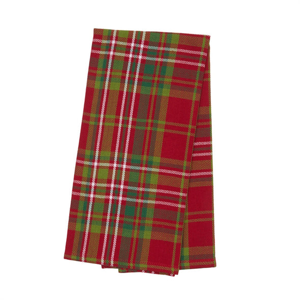 red and green woven plaid kitchen towel