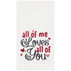 embroidered waffle weave towel with the phrase all of me loves all of you surrounded by little hearts