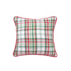 applique and tufted pillow with the phrase have yourself a merry little Christmas on a plaid pillow in red and green. a holly berry and leaves sits in the center of the pillow with tufted berries