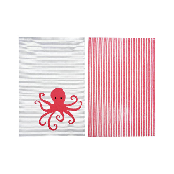 Octopus Stripe Kitchen Towel, Set of 2