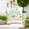 part irish all trouble mini pillow on a table with plants