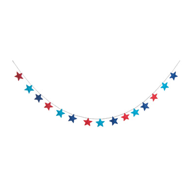 felt garland with red and blue stars