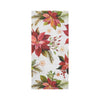 printed kitchen towel with an artistic rendition of Christmas poinsettia flowers