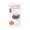 printed flour sack towels featuring ingredients for a spiced latte with illustrated ingredients and food