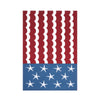 printed kitchen towel resembling an American flag but the stars are made from starfish and the stripes are designed like waves