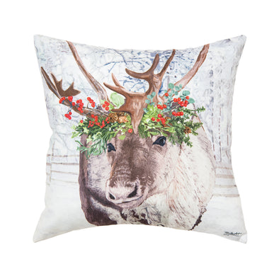 Reindeer Flower Crown Pillow