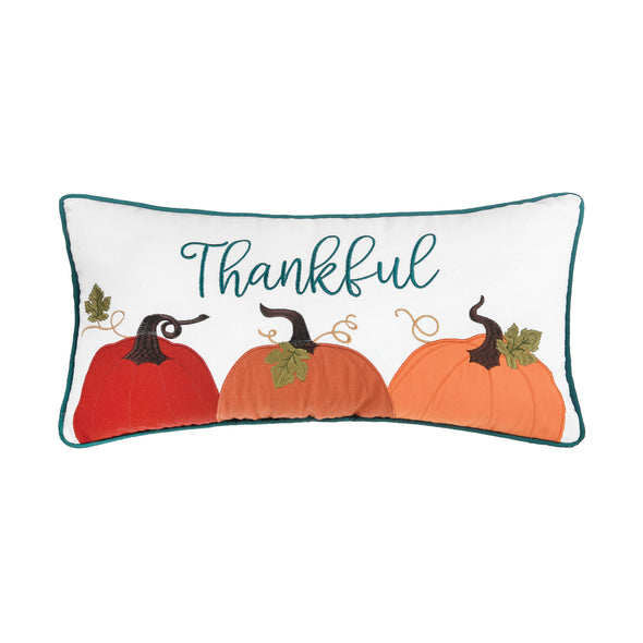 Embroidered Thankful Pumpkin Pillow