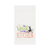 Emrbroidered The Witch Is In The Kitchen waffle weave kitchen towel