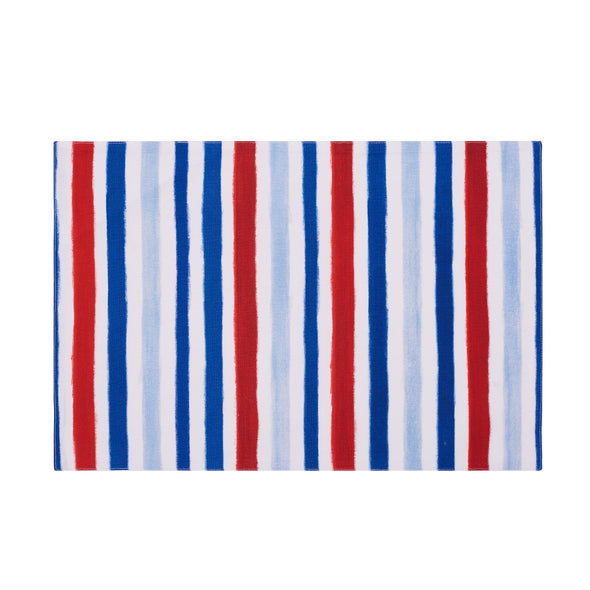 watercolor inspired printed placemat in patriotic red white and blue hues