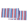 watercolor inspired printed table runner in patriotic red white and blue hues