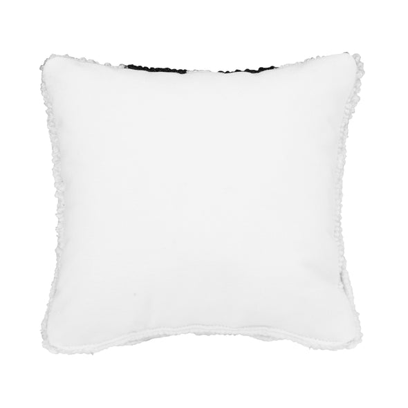 Solid white back of the Witch Feet Mini Hooked Pillow.
