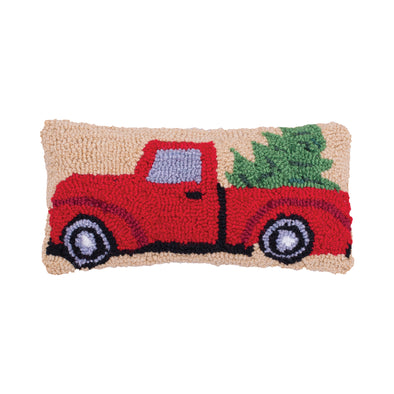 Christmas Truck Hooked Pillow