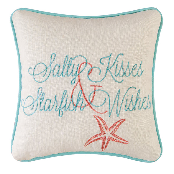 Salty Kisses and Starfish Wish Decorative Pillow