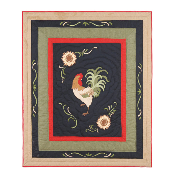 Harvest Rooster Quilted Throw