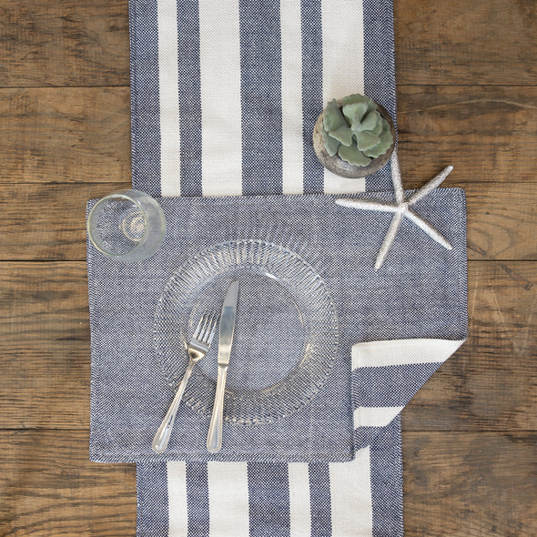 Sol Stripe Indigo Table Linens