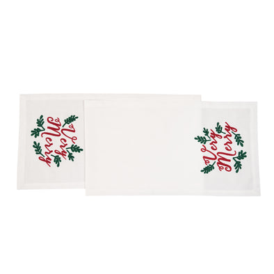 very merry embroidered christmas table runner