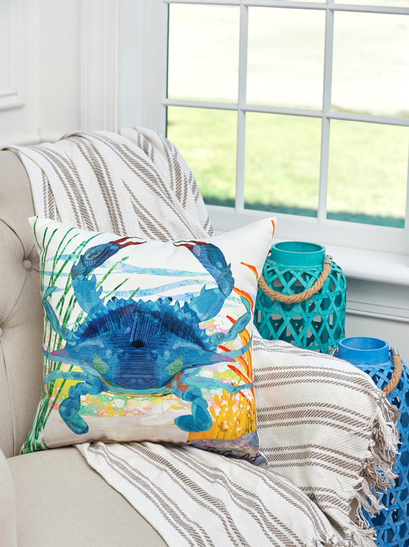 Blue Crab Indoor/Outdoor Decorative Pillow