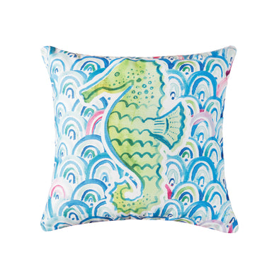 Mermaid Garden Seahorse Indoor Outdoor Pillow