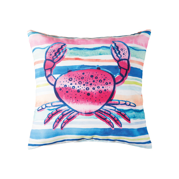 Mermaid Garden Crab Indoor Outdoor Pillow