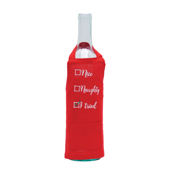 i tried wine bottle apron, wine bottle gift bag