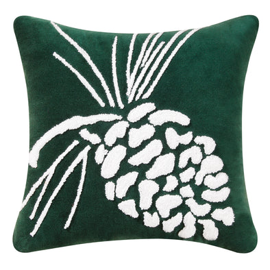 pinecone on green decorative pillow, christmas pillow