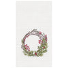 wreath waffle weave embroidered christmas kitchen towel