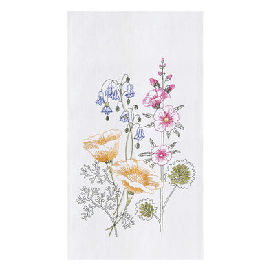Hummingbird Embroidered White Kitchen Waffle Weave Cotton