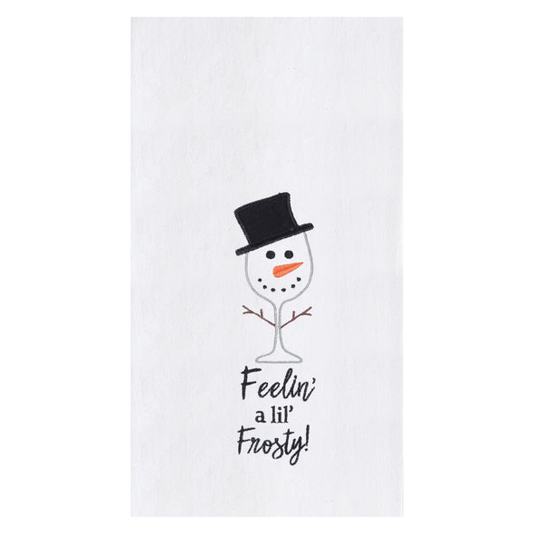 feeling frosty kitchen towel, embroidered christmas kitchen towel, holiday flour sack towel