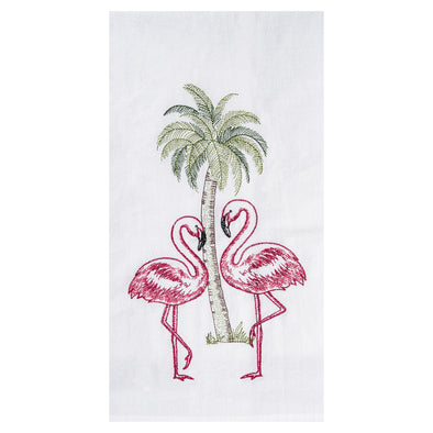 Flamingo Palm Flour Sack Kitchen Towel